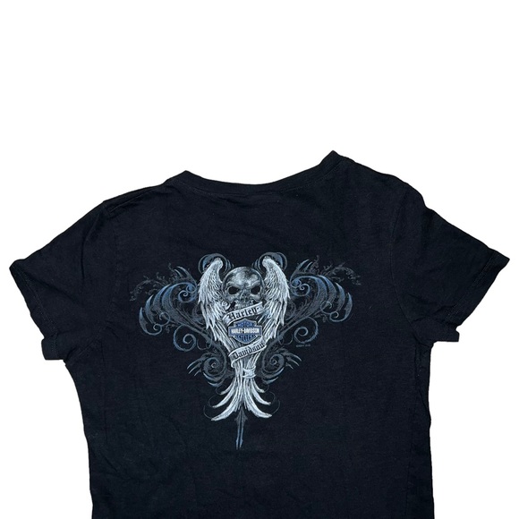 Harley Davidson Skull Angel San Diego California Motorcycle T-Shirt Black V-Neck - Picture 14 of 16